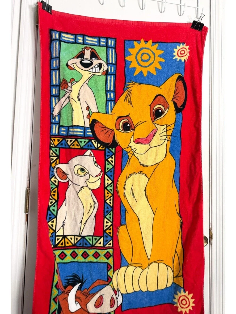 Vintage 90s Disney Lion King Beach Towel Pumba Timon Simba Nala 56.5